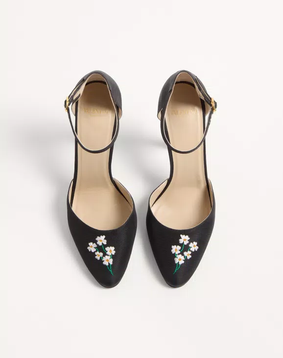 Valentino Hi Dolly Fabric Pumps With Floral Embroidery 105Mm - Image 5